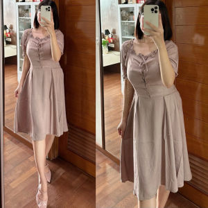 DRESS SABRINA KOREAN STYLE PAKAIAN WANITA RAYON TWILL TEBAL PREMIUM DRESS TALI DEPAN BUMIL BUSUI FRIENDLY