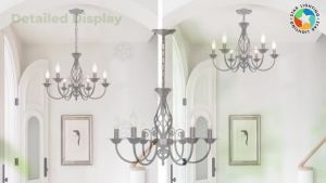 IGDL 5-Light บ้านไร่เทียนโคมระย้าสำหรับห้องนั่งเล่น ชนบทอุตสาหกรรมจี้โคมไฟเพดาน วินเทจแขวนโคมไฟสำหรับห้องนอนห้องโถงห้องครัวห้องรับประทานอาหารห้องโถง เคลือบ BLAC