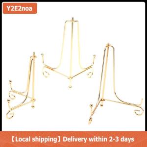 【Local shipping】 Gold Iron Display Stand Craft Bracket Book Holder Photo Pedestal Bowl Dish Frame Picture Plate Rack Easel Storage Decoration