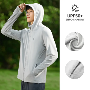 Cameljeans Mens Sports Sun Protection Clothing Spring and Summer Thin Section Icy Skin Clothing Anti-ultraviolet Hooded Jacket Men