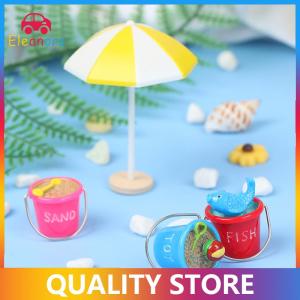 [Eleanor] 1:12 Dollhouse Mini Seaside Beach Decor Beach Umbrella Parasol Bucket Doll Toy