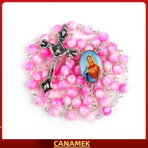 Miễn phí vận chuyển✨ Công Giáo kinh Mân Côi kích thước nhỏ Vòng màu xanh hạt thủy tinh Virgin Mary  Vòng cổ
