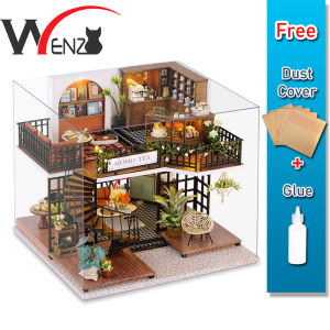Wenz Forest Teashop LV001 - Chinese Manual DIY Miniature Doll with Light/Anti-dust Cover