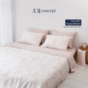 Bộ Chăn Ga Gối 5 Món Lụa Tencel Size 1m6x2m và 1m8x2m Nhiều Hoa Văn AOICONCEPT cao cấp Hàn Quốc Mềm Mịn Thoáng Mát