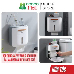 Hộp đựng giấy vệ sinh ECOCO 2 ngăn hiện đại mẫu mới cải tiến 2213