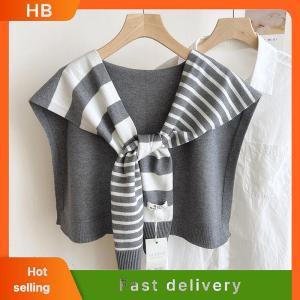 HB New Match Black And White Knitted Striped All-Matching Fashion Decoration Website Red Plus-Sized Neck Protection Shoulder Shawl