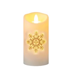 Lilin Elektrik LED Lurus Pola Salju Sumbu Goyang Batere AA