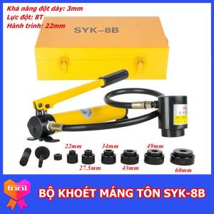 Máy Khoét Lỗ Thủy Lực Cầm Tay SYK8B - Bộ Khoét Máng Tôn Thủy Lực - Chuyên Dụng Cho Thợ Làm Tủ Điện Công Nghiệp