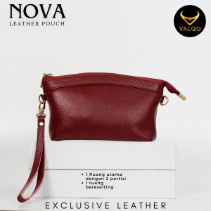 VALQO NOVA Pouch Kulit Sapi Clutch Wanita Kecil Mini Cantik Imut