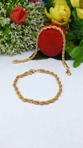 Gelang Tambang Titanium Gold: Perhiasan Trendy Anti Karat & Anti Luntur