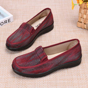 Free Shipping WomenS Spring And Autumn New Style Canvas Shoes Comfortable With Soft Soles Lightweight And Non-Slip Slip-On Shoes For Moms