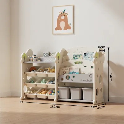 Beige ชั้นเก็บของ ชั้นวางของเล่น ชั้นเก็บของเล่น ชั้นวางของ20ช่อง ชั้นวางหนังสือเด็ก ชั้นวางหนังสือ ความจุสูง ติดตั้งง่าย
