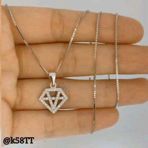 Kalung Wanita Perak Asli 925 Lapis Mas Putih Asli Awet Anti Karat Kalung Liontin Diamond Real pict