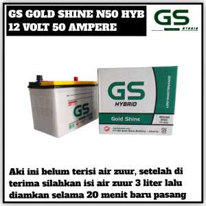 Aki Mobil Kijang Diesel /Grand/Isuzu ELP/Bison/Hino dutro FL FG FM SG /Ford Everest/Colt Diesel GS Gold Shine  N50 Hybrid 50 Ampere Garansi 3 bulan