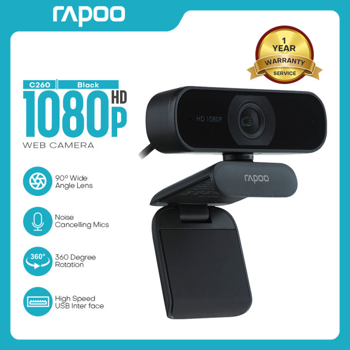 Rapoo C260 HD Web Camera 1080P With Microphone Webcam For Laptop CMOS 2 Megapixels Rotate Freely USB Interface
