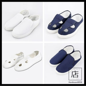 ESD Shoes Kasut Esd Cleanroom Anti Static Shoes White Navy Blue Putih Men Women Safety ESD Shoe Four Eye Holes PVC Industrial Factory Malaysia Supplier