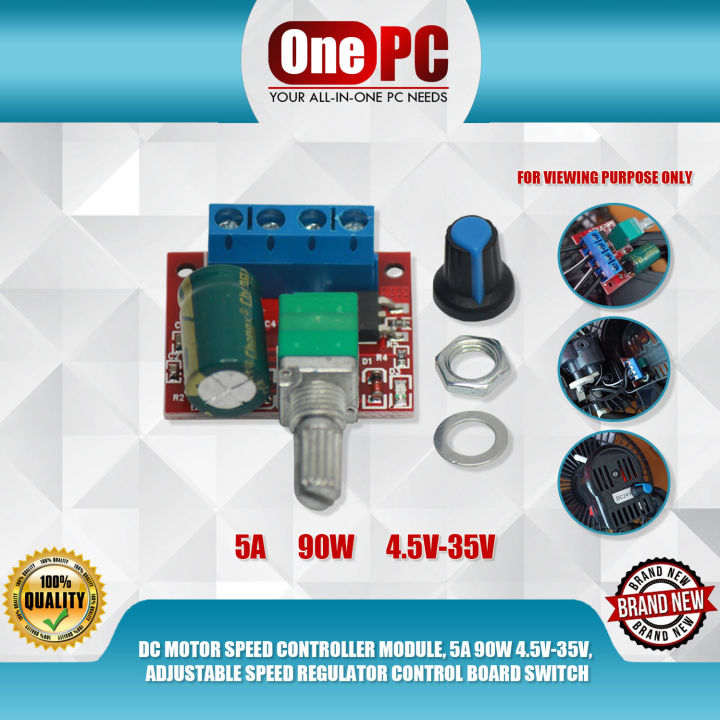 DC MOTOR SPEED CONTROLLER  MODULE, 5A 90W 4.5V-35V, ADJUSTABLE SPEED REGULATOR CONTROL BOARD SWITCH