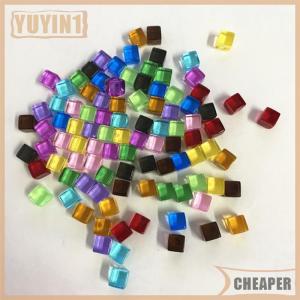 [COD] EHBqna SPORTS 50ชิ้น/เซ็ต8mm CLEAR Cube สีสันคริสตัลสแควร์มุมโปร่งใสลูกเต๋าหมากรุก