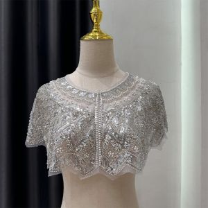 WININ Sequin Embellished Flapper Shawl Beaded 1920s Sequin Shoulder Shawl Elegant Short Outerwear Women