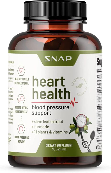 SNAP Heart Health Blood Pressure Support Dietary Supplement 90 Capsules ...