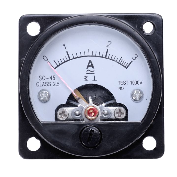 AC 0-3A Round Analog Panel Meter Current Measuring Ammeter Gauge Black ...