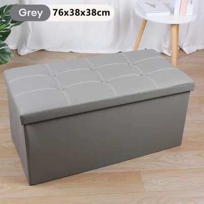 TableTrove 2-in-1 PU Storage Ottoman - 110L Foldable Waterproof Stool Simpan for Living/Balcony