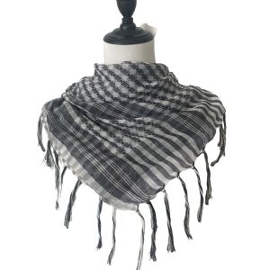 JAYQQ Large Arab Shemagh Headscarf Costume with Tassel Head Neck Scarf Arabic Scarf Desert Scarf for Men Women