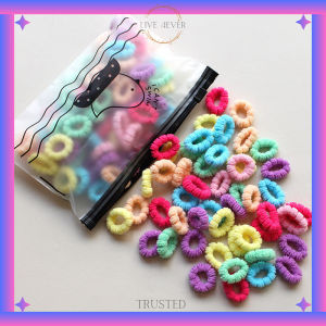 L4 - PLUS POUCH - IKAT RAMBUT ANAK 100PCS MODEL DONAT TOWEL RING MIX WARNA ELASTIS / KUNCIRAN RAMBUT