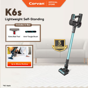 Corvan K6/K6s Cordless Vacuum Cleaner | Strong Suction | Light 1.2kg | HEPA | Self-standing | 40min