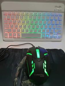 RGB Color 1O INCHES RECHARGEABLE SLIM BACKLIGHT RGB COLOR KEYBOARD WITH LED WIRED MOUSE SET