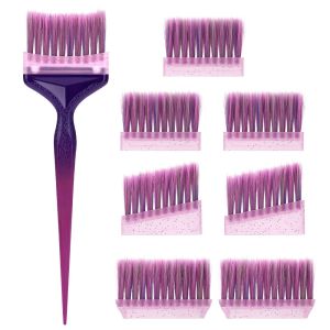 FERAB 1Set Professional 8pcs Replaceable Brush Head Kit Durable Easy Clean Hair Dye Brushes Replacement Set DIY Tail Comb Hairdressing Tinting Coloring Tools Salon