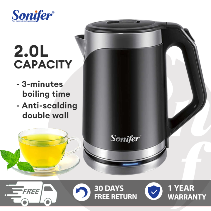 Sonifer Store Electric Kettle, 1500W power，2L Double Wall 100
