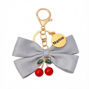 Personalized Bowknot Cherry Keychain Womens Fashion Luxury Bag Pendant Car Key Chain Gift Accessory