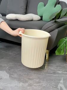 Minimalist White Trash Can with Bag Securing Ring - Modern Open-Top Waste Basket Dustbin Trash bin