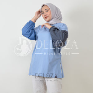 Kaos Oversized Wanita Mix Color Campur Warna Tricolor Lengan Balon Atasan Jumbo by Deloza