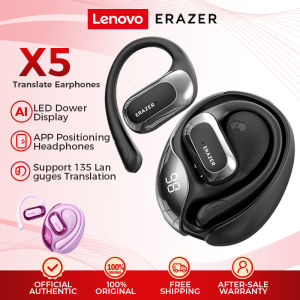 Lenovo ERAZER X5 AI Translator Earbud Smart Real-Time Translation Open Ear Wireless Earphone Low Latency 5.4 With LED Display Touch Controls Noise-Cancelling Bluetooth Earbuds Waterproof IPX5 Sport Earphone With Mic Earbuds