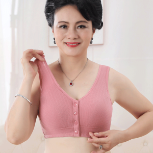 Womens wire-free front button bra pure cotton plus size underwear