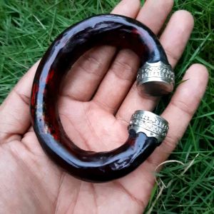 Gelang Akar Bahar Merah Bulat Super Model C Tembus Cahaya Variasi Ring Alpaka