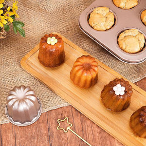 🔥🔥🔥Aofulai 6ชิ้นแม่พิมพ์เค้ก canele กระทะแบบไม่ติดแม่พิมพ์ canele ขนาดเล็กอุปกรณ์อบมัฟฟินถาดคัพเค้กคาร์บอนที่วางคัพเค้กขนาดเล็ก