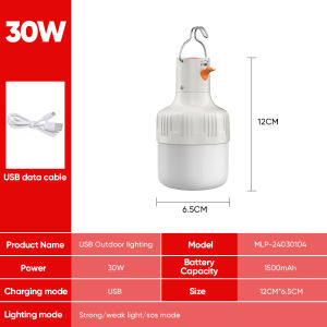 Mitsushi 90w LED Camping Light Bulb Emergency Bulb Light Outdoor Waterproof Charging Usb Charging Light Bulb Built-in Battery Night Market LED Light