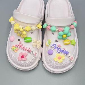 Crocs Jibbilz อุปกรณ์รองเท้ามีเสน่ห์การ์ตูน3D รูปเป็ดรองเท้าดอกไม้งานประดิษฐ์ทำมือลูกอมโซ่รองเท้าเคลือบสำหรับ Crocs