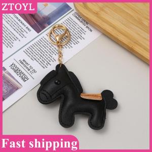 ZTOYL💝 Lovely Leather Pony Keychain Cartoon Cute Zodiac Horse Pendant Car Keyring Backpack Hanging Decoration New Year Gift