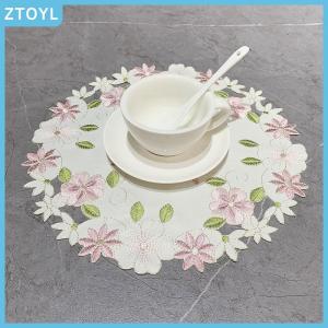 ZTOYL Rose Flower Embroidery Placemat Coaster Cup Pad Table Place Mat Craft Kitchen