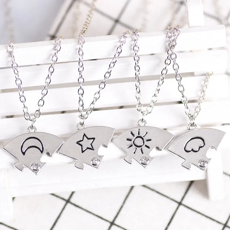 Gullei Matching Sun and Moon Friendship Necklaces Set Sterling Silver