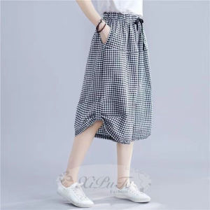 ส่งไว กางเกงลายสก็อตไซส์ใหญ่ เนื้อผ้าสปัน สาวอวบใส่ได้ ขากว้าง ใส่สวยดู มีสไตล์ รุ่น #818