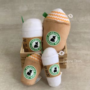 Squeaky Starbarks Bagel Coffee Frap Cup Mug Food Drink Plush Pet Dog Puppy Cat Soft Toy with Squeaker Sound Crinkle