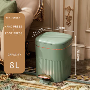 Trash can with Cover for living room  kitchen bedroom push pedal type with lid  8L to 10L large capacity garbage bin