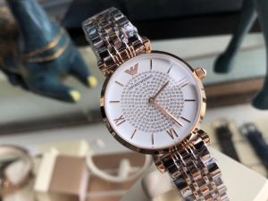EMPORIO ARMANI Womens Starry Diamond AR1926/AR1925/AR11245/AR2706 Quartz Movement Stainless Steel Strap White Dial Womens Watch Trendy Casual Fashion 32MM One-Year Warranty {Free Replacement for Non-Human Problems within 3 Months}
