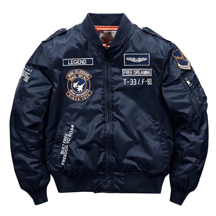 Mens Bomber Jacket US Air Force One A2 Flight jacket Pilot Navy