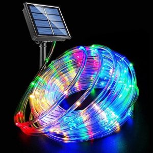 7m/12m Christmas Lights Solar Power Copper Wire LED String Lights Waterproof Outdoor Tube Strip 8 Mode Garden Lights Meteor Shower Rain Light for Halloween Wedding & Festival Decoration